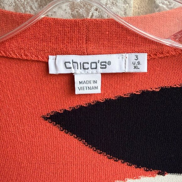 Chico's Long Sleeve Abstract Open Front Cardigan Sweater Women's Size 3 (XL) - Picture 3 of 7